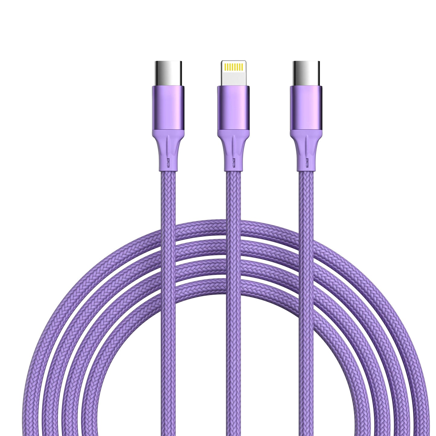 3-in-1 Pink Cable For IPhone/Ipad & Android Devices