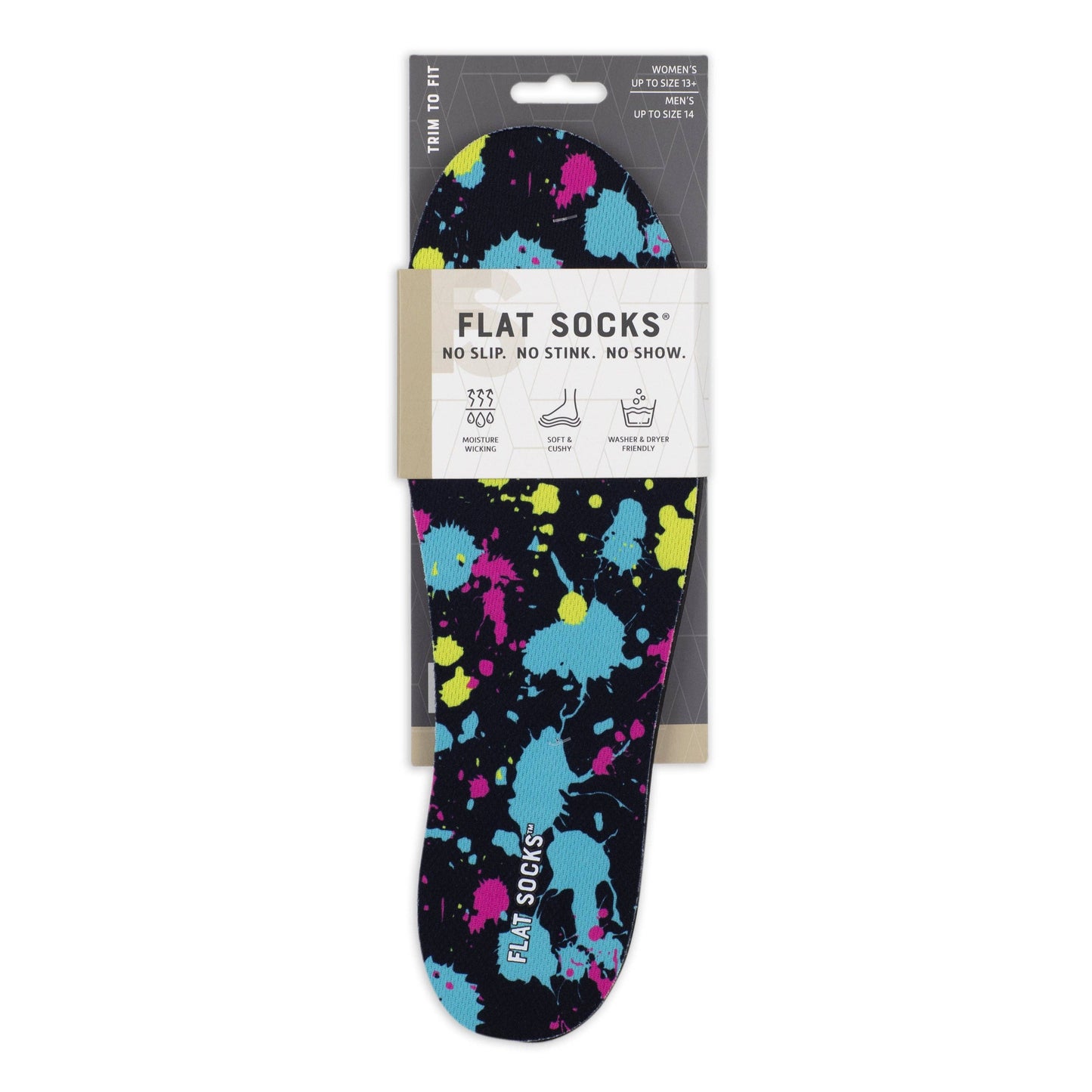 Paint Splatter FLAT SOCKS: One Size Small Fits up to Women's 11, Men's 10