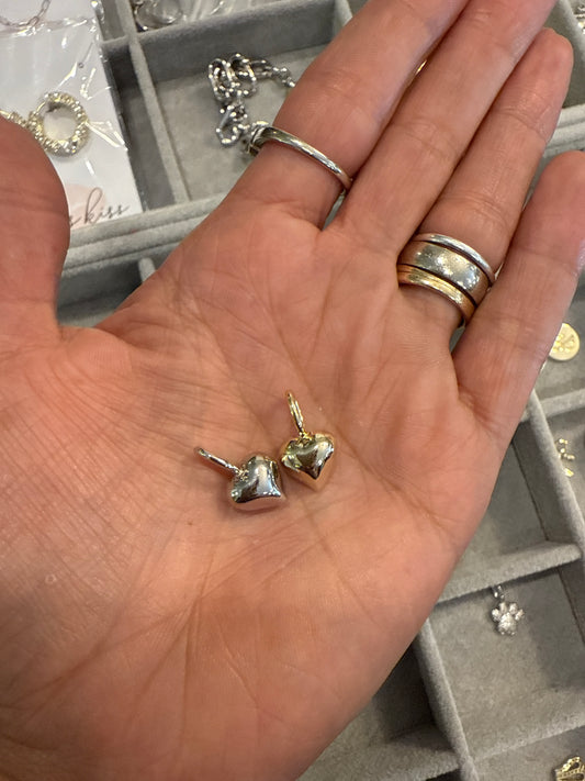 Mini Charm Bar Silver Puffy Heart