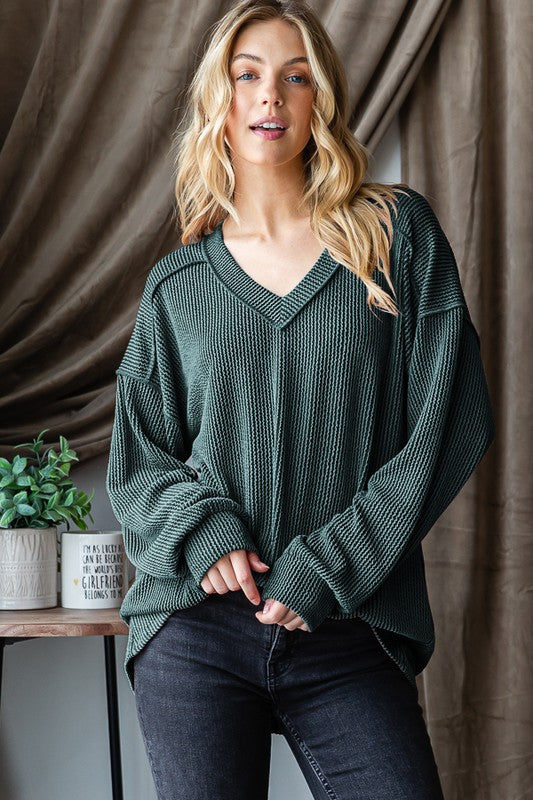 Autumn Nights Ribbed Long Sleeve Top