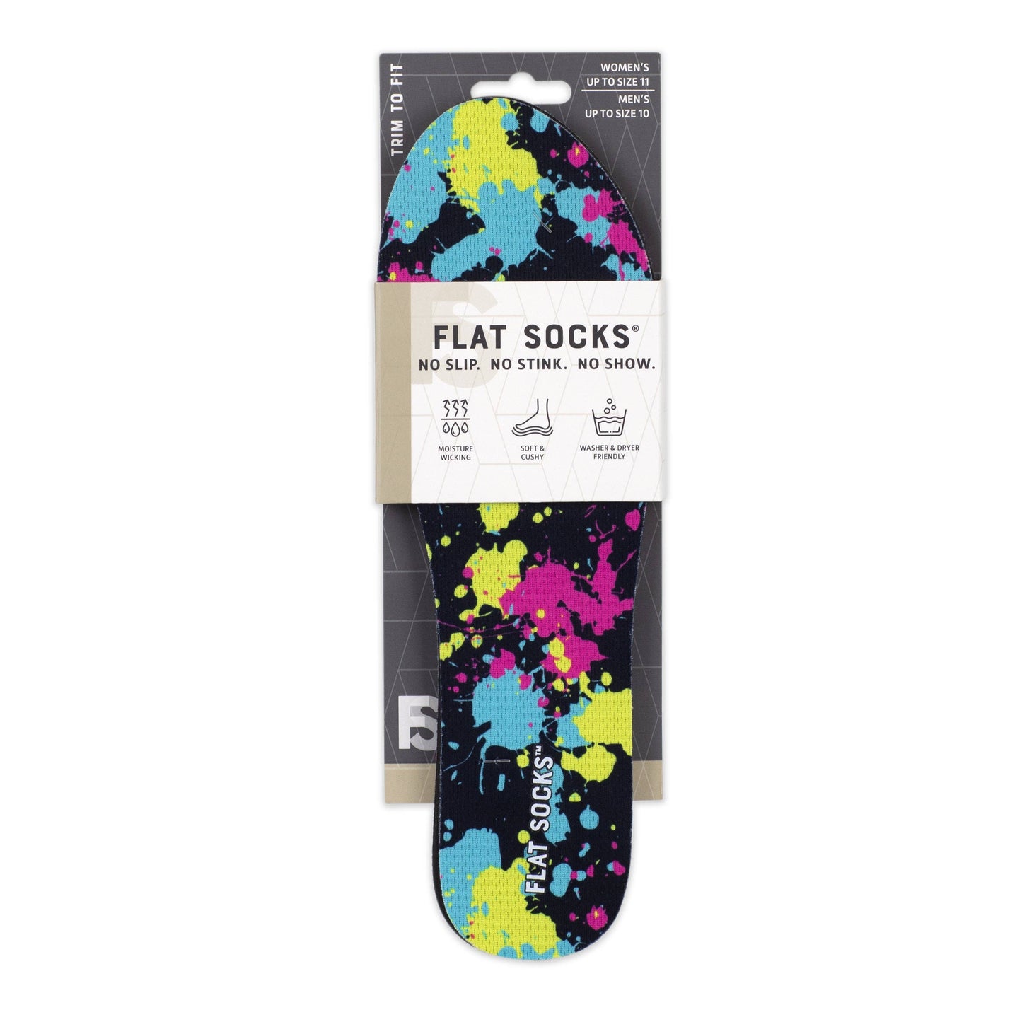 Paint Splatter FLAT SOCKS: One Size Small Fits up to Women's 11, Men's 10