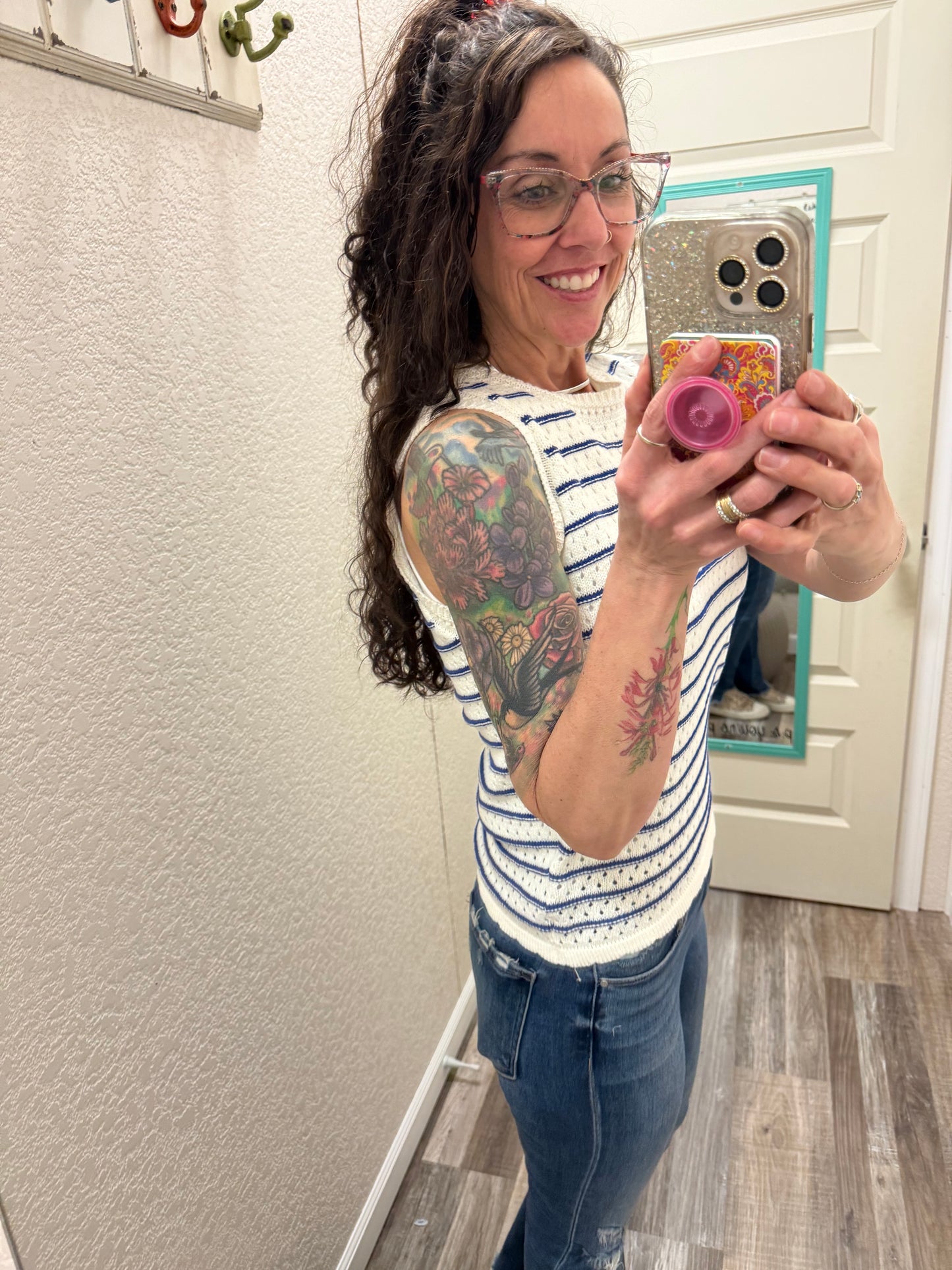 Calli Crochet Striped Sweater