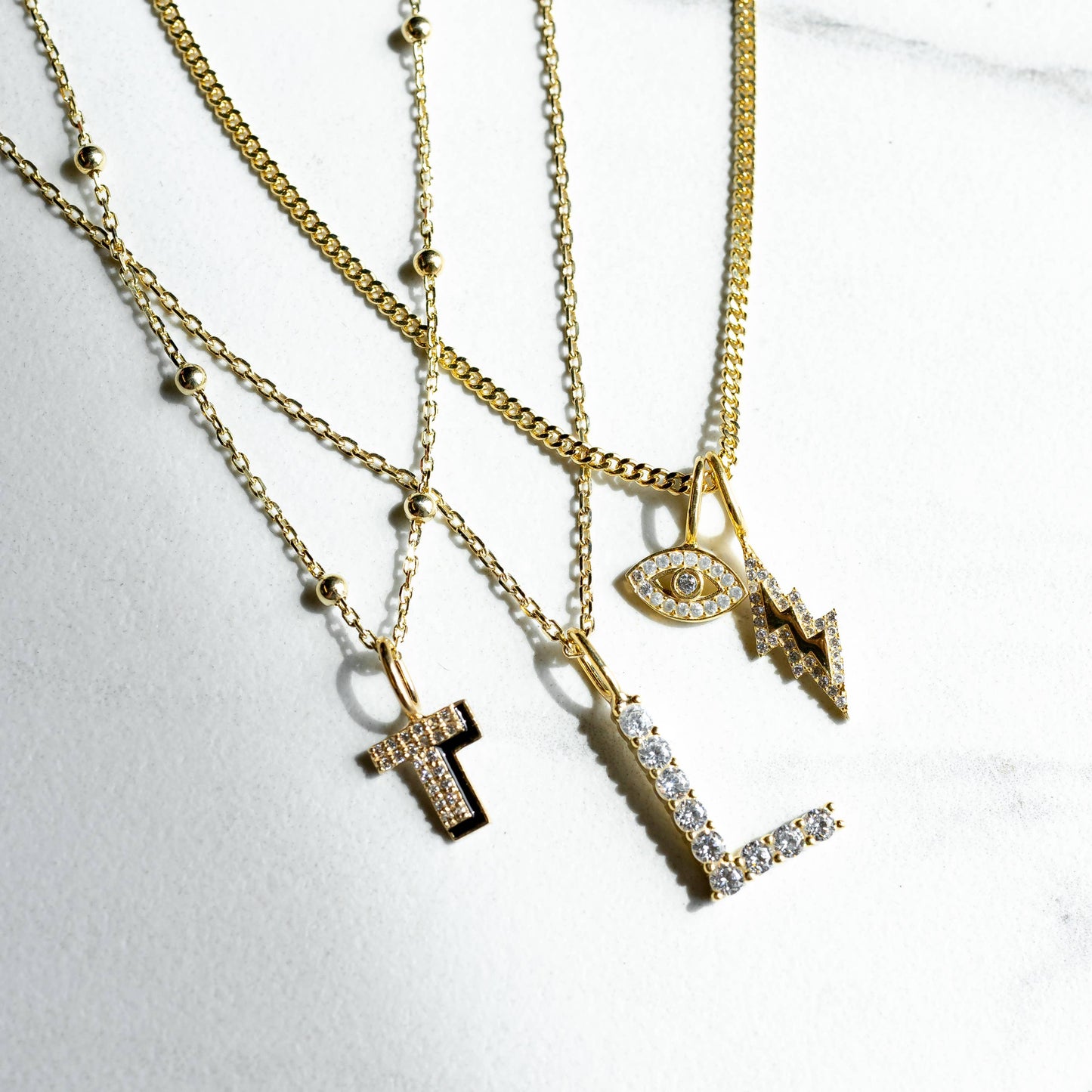 Skinny Cable Chain Necklace | Threader Charm Necklace : Gold / 16 Inches