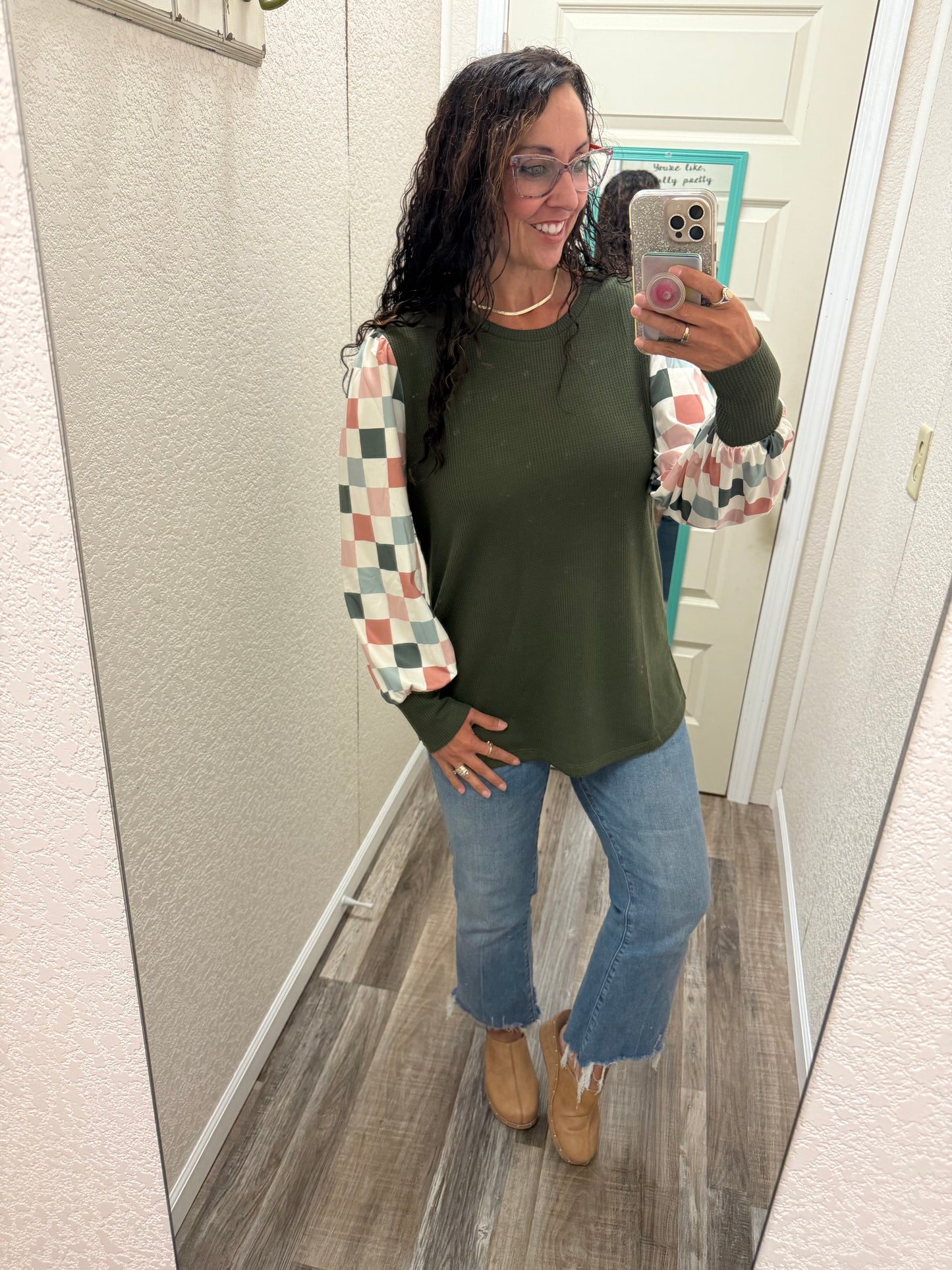 Parker Plaid Patchwork Long Sleeve Top