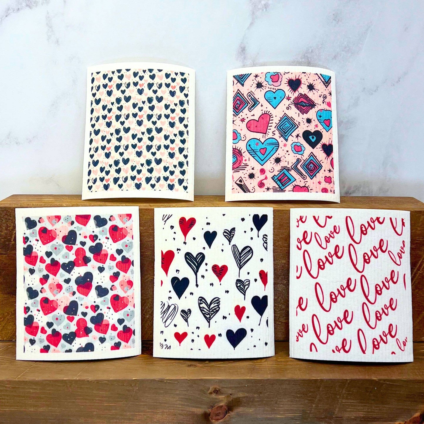 Heart Doodle Swedish Dishclothes
