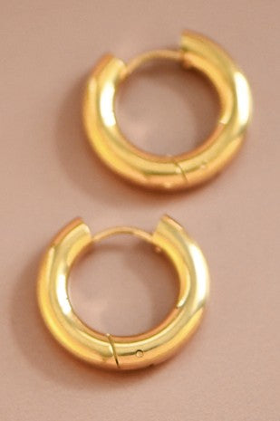 Gold 18k thick hoop non-tarnish earrings