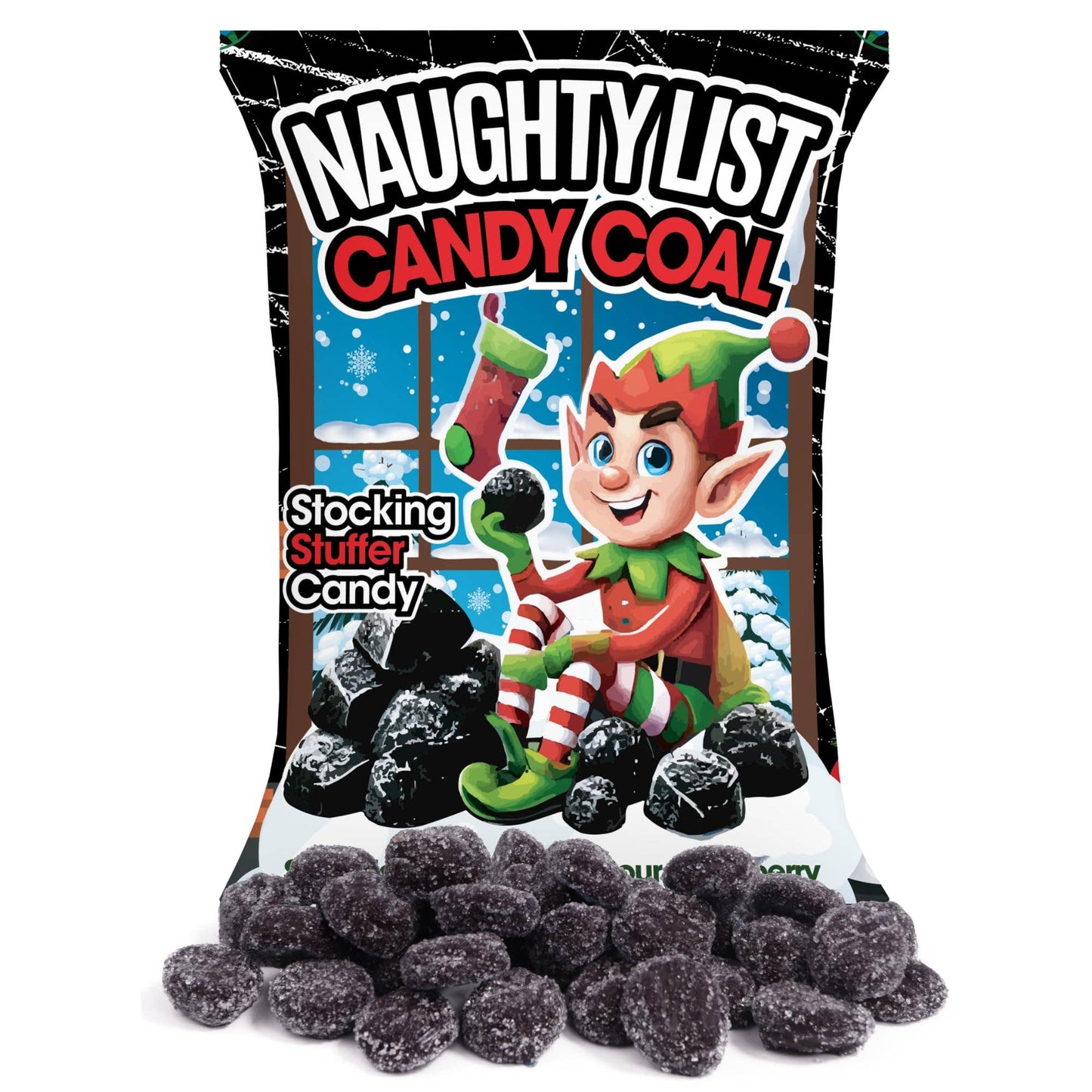 Christmas Candy Coal, Strawberry Gummies - Stocking Stuffer