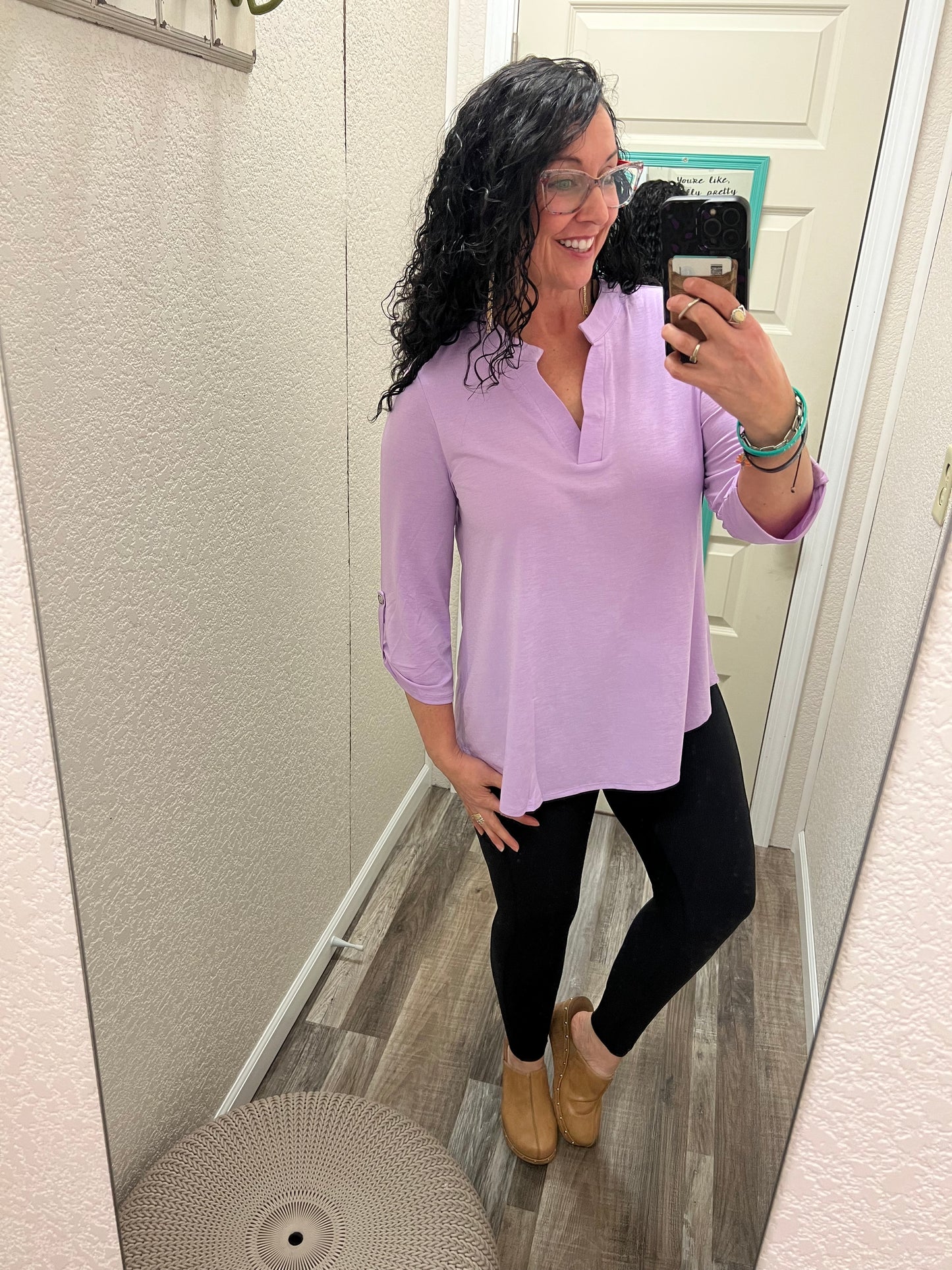 Solid Lizzy 3/4 length sleeve top