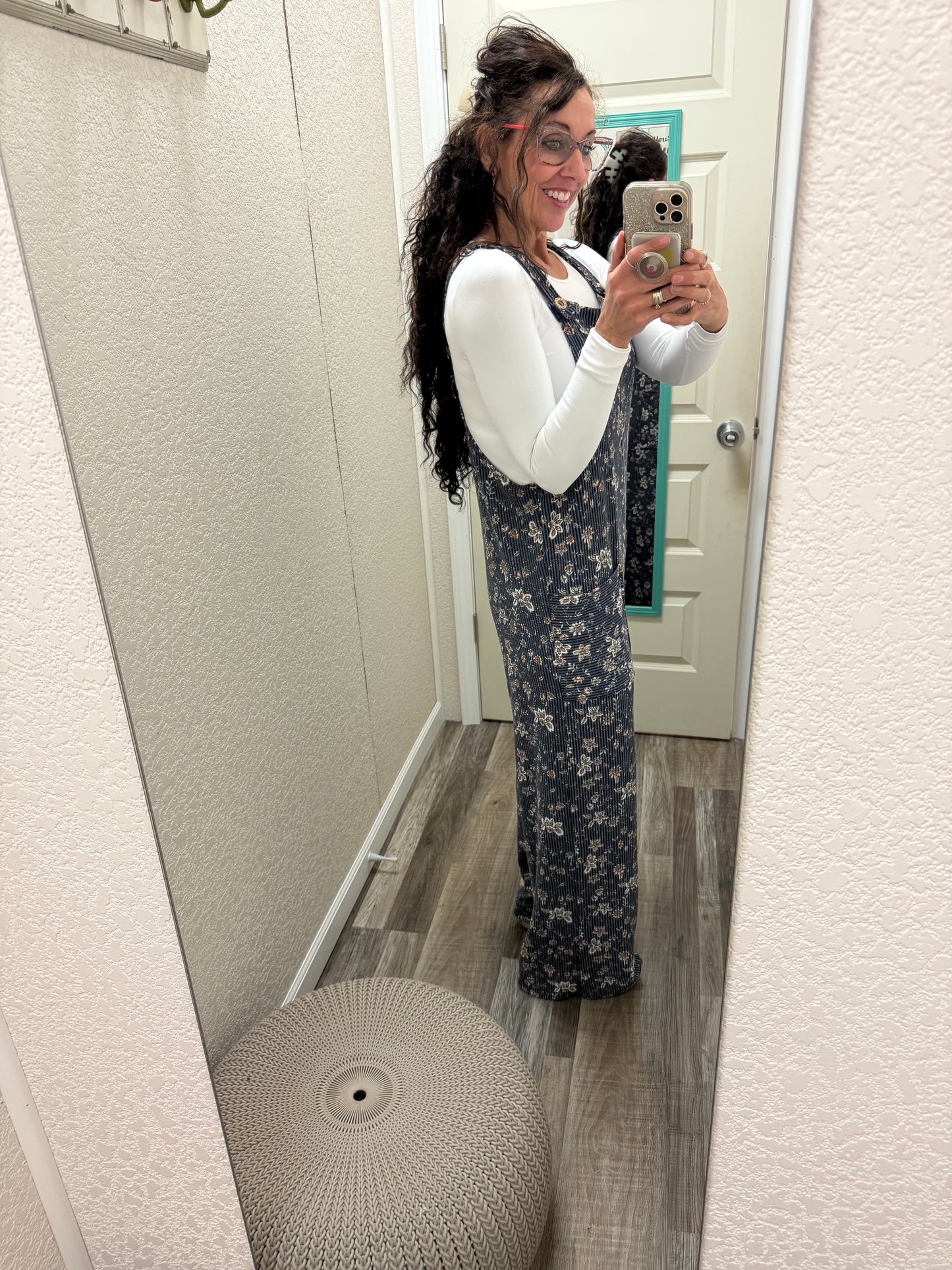 Fate Floral Ribbed Overalls