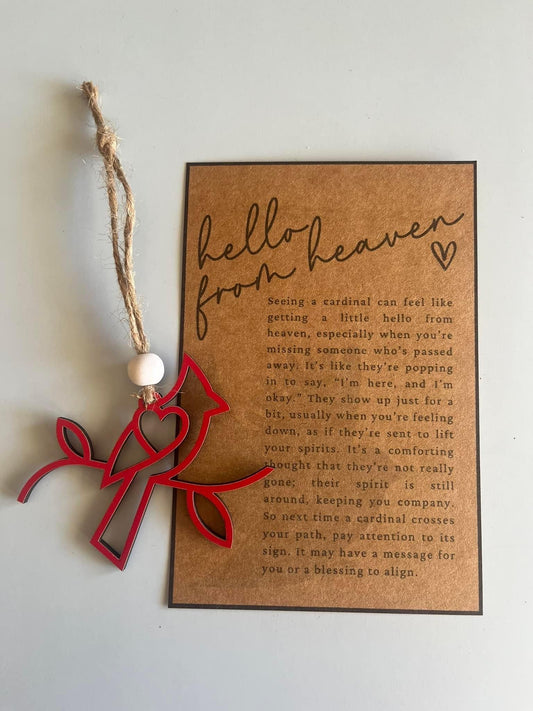 Hello from heaven cardinal ornament