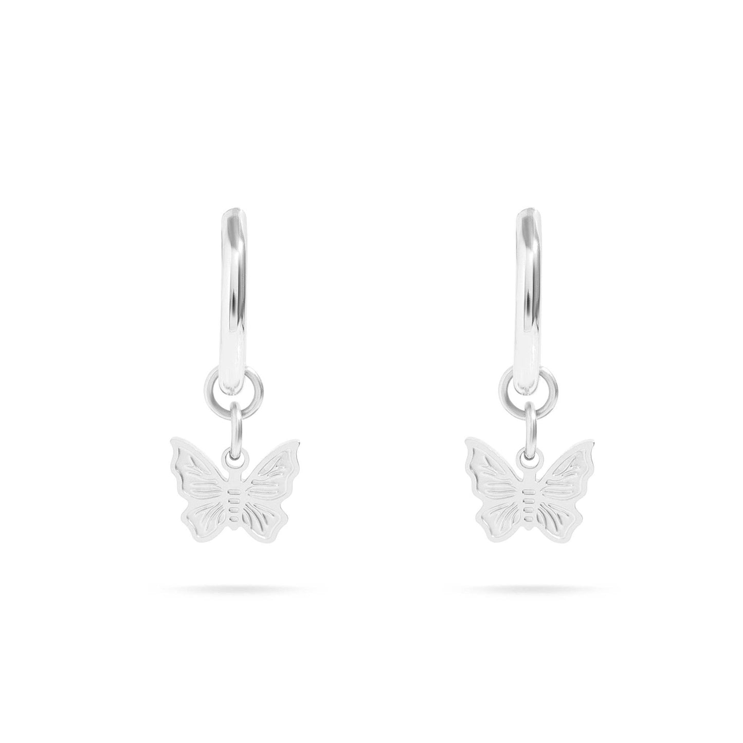 18K Gold PVD Stainless Steel Butterfly Huggie Earrings: Gold