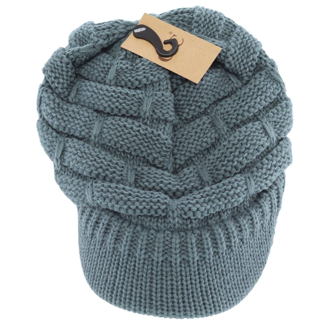 Ribbed Knit Hat with Brim