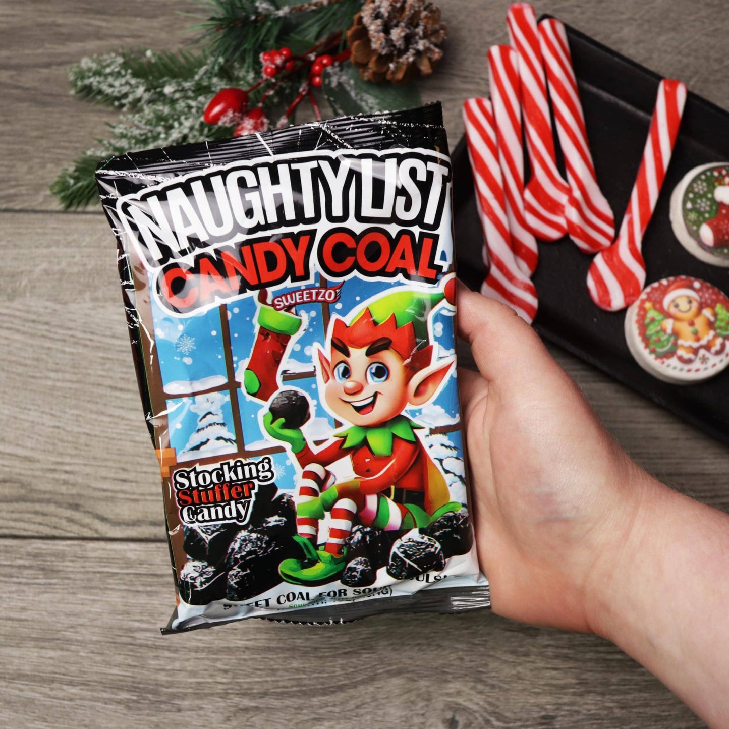Christmas Candy Coal, Strawberry Gummies - Stocking Stuffer