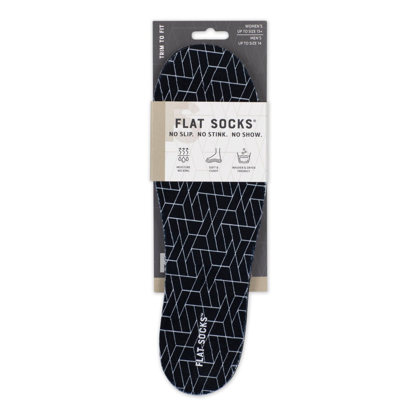 Black Geo FLAT SOCKS: Small (up to Women's 11, Men's 10)
