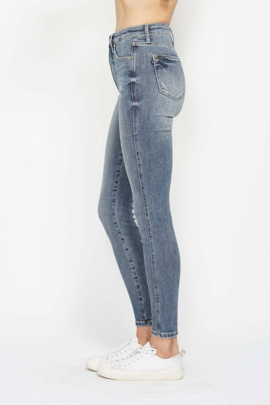 Allie - Judy Blue- HW Tummy Control Contrast Wash Skinny Jean