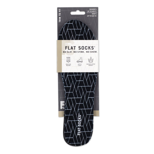 Black Geo FLAT SOCKS: Small (up to Women's 11, Men's 10)