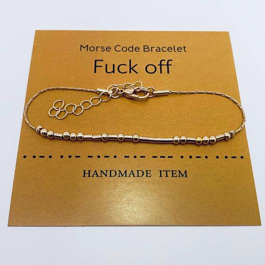 Fuck off - Handmade Golden Morse Code Bracelet