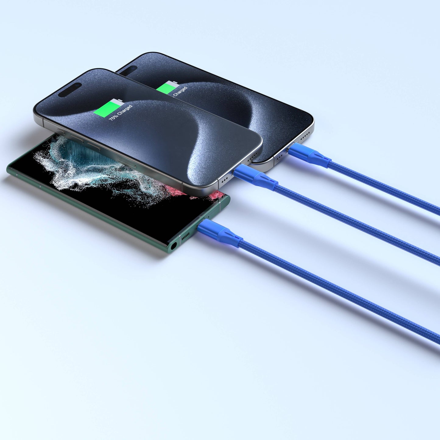 3-in-1 Blue Cable For IPhone/Ipad & Android Devices