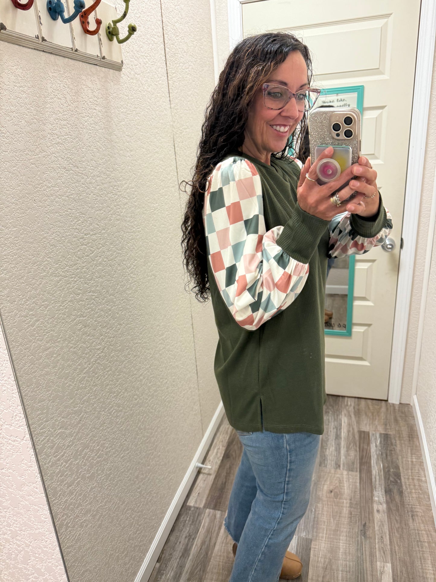Parker Plaid Patchwork Long Sleeve Top