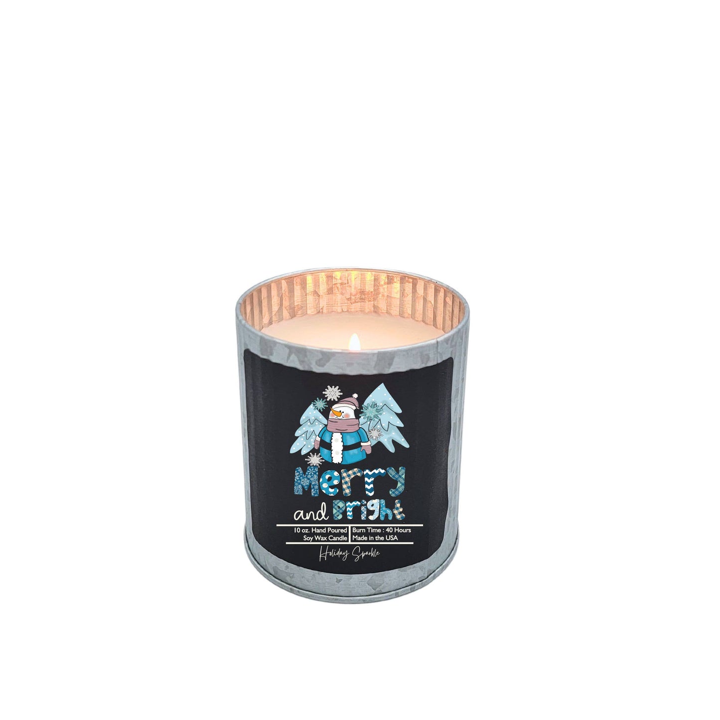 Winter Berry - Merry & Bright Soy Wax Candle - Rustic Tin Holiday Candles