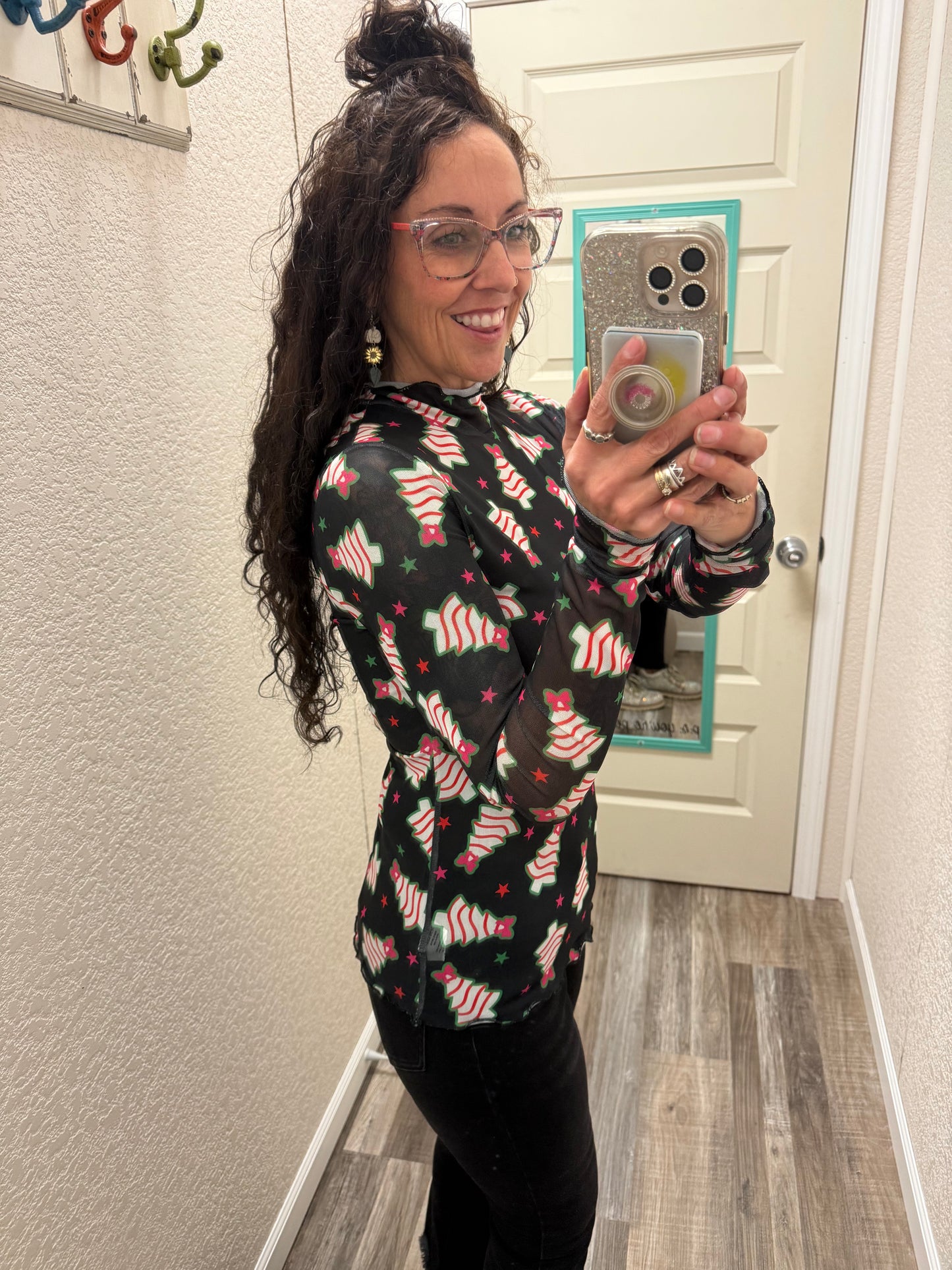 Keigan Mesh Top- Bow Christmas Treats