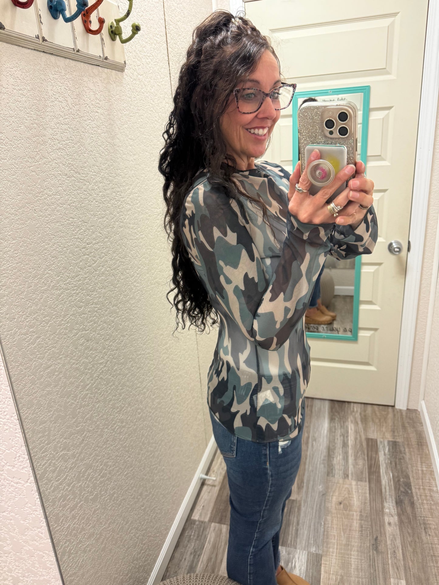 Camouflage Mesh Top
