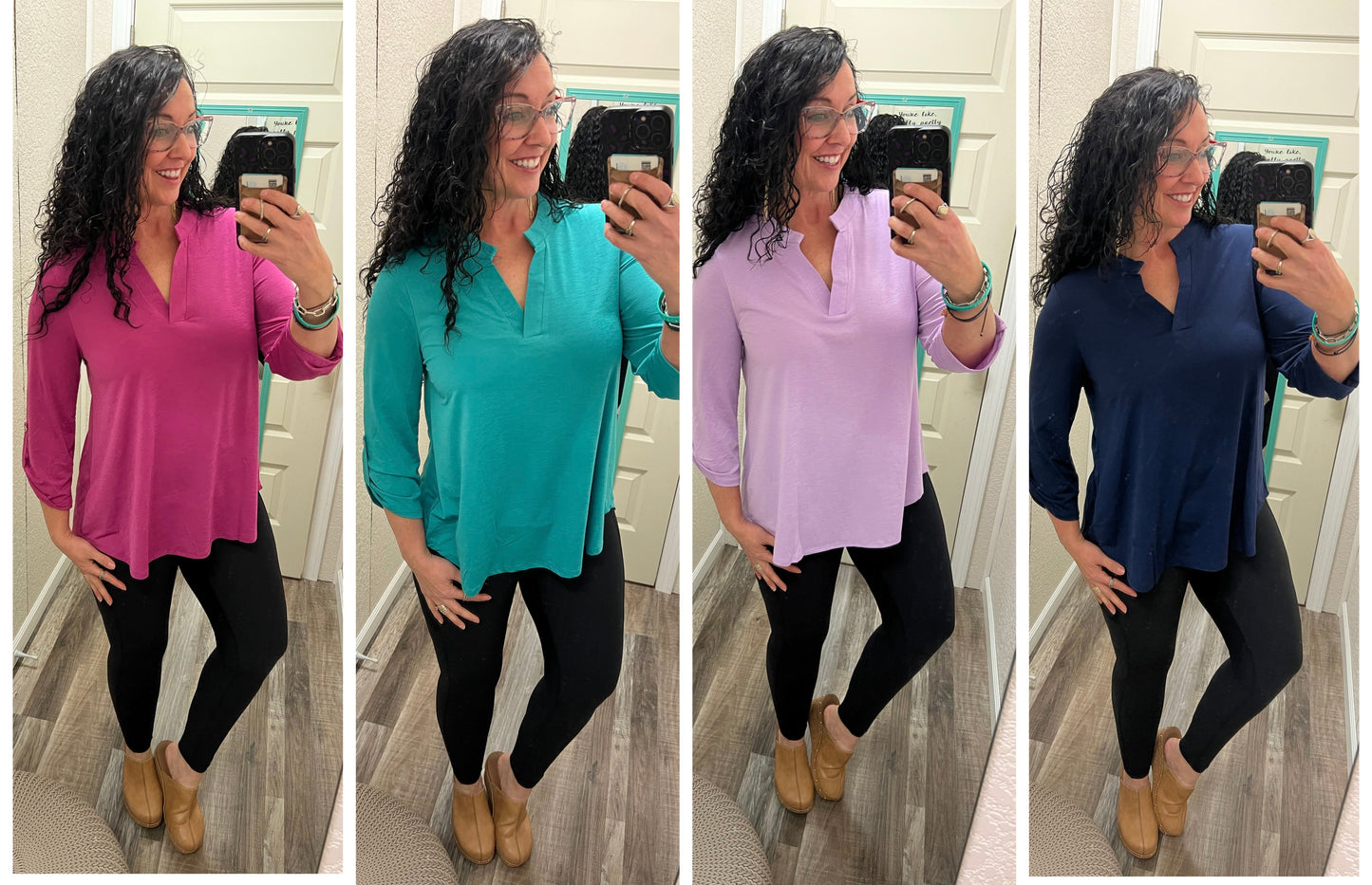Solid Lizzy 3/4 length sleeve top