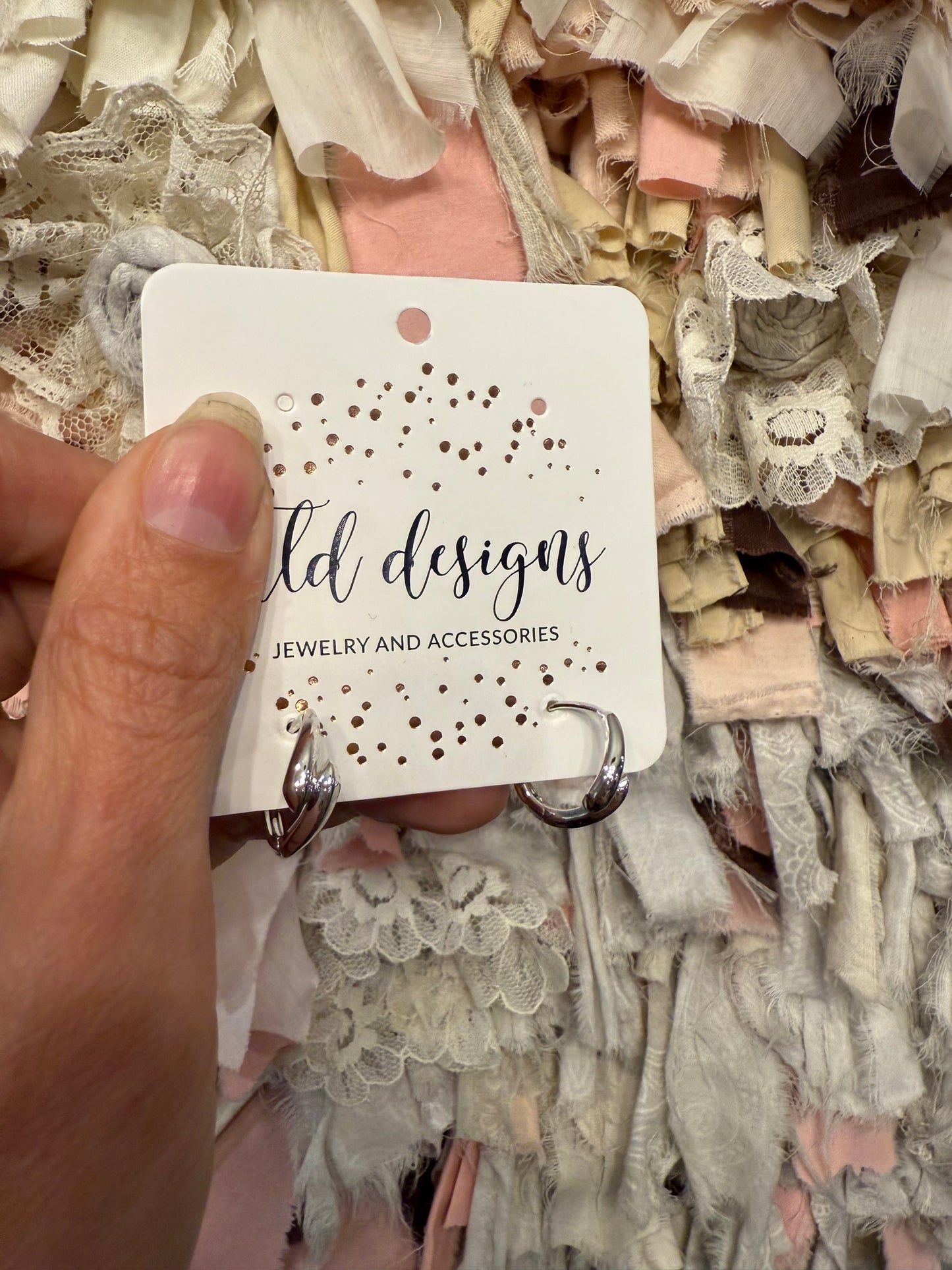 Crossing Huggie Hoops - White Gold Plated Earrings