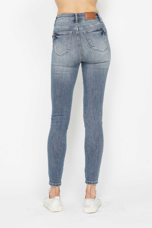 Allie - Judy Blue- HW Tummy Control Contrast Wash Skinny Jean