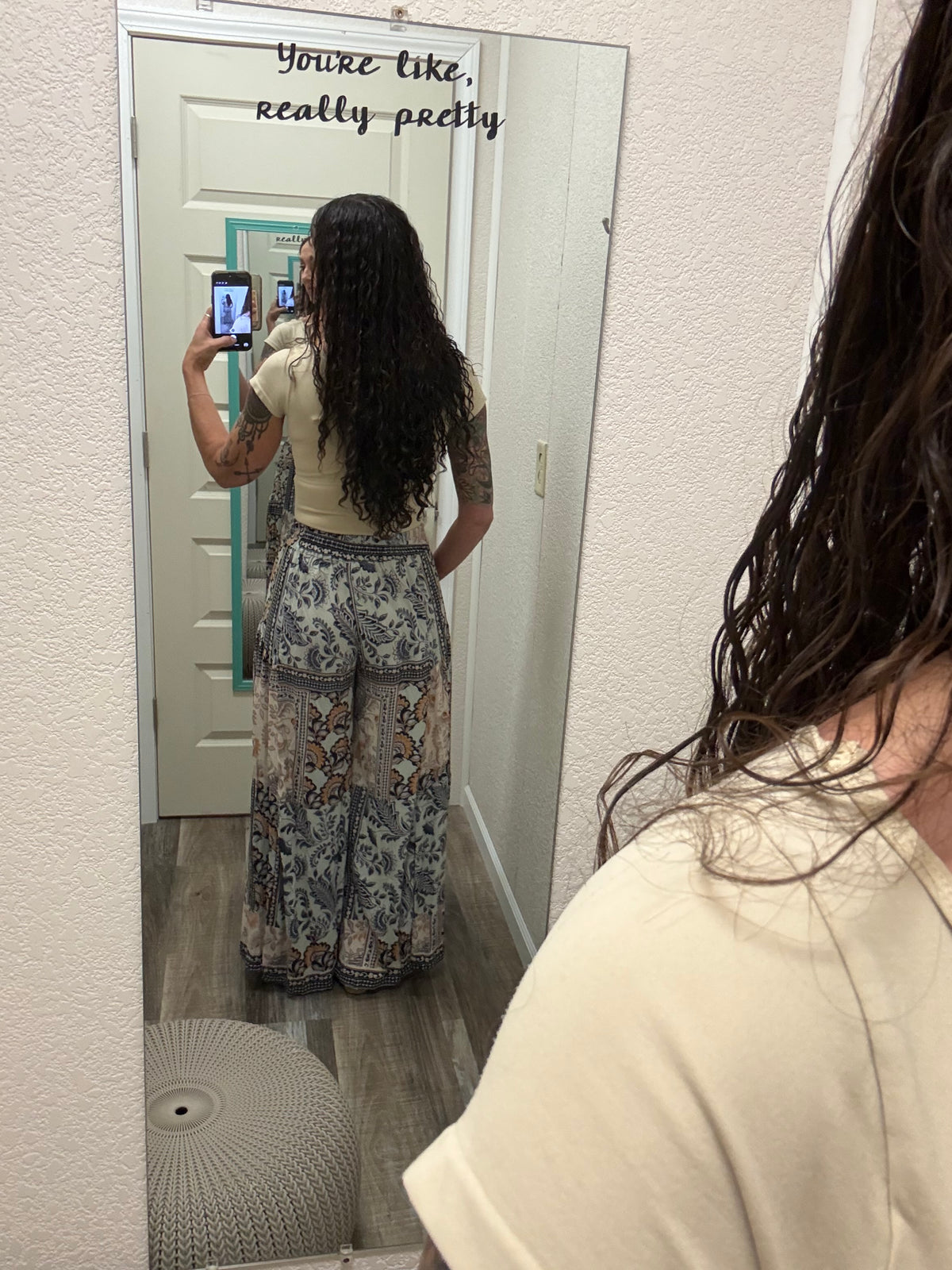 Jamaica PATCHWORK PRINT WIDE LEG PANTS WITH ELASTIC WAIST