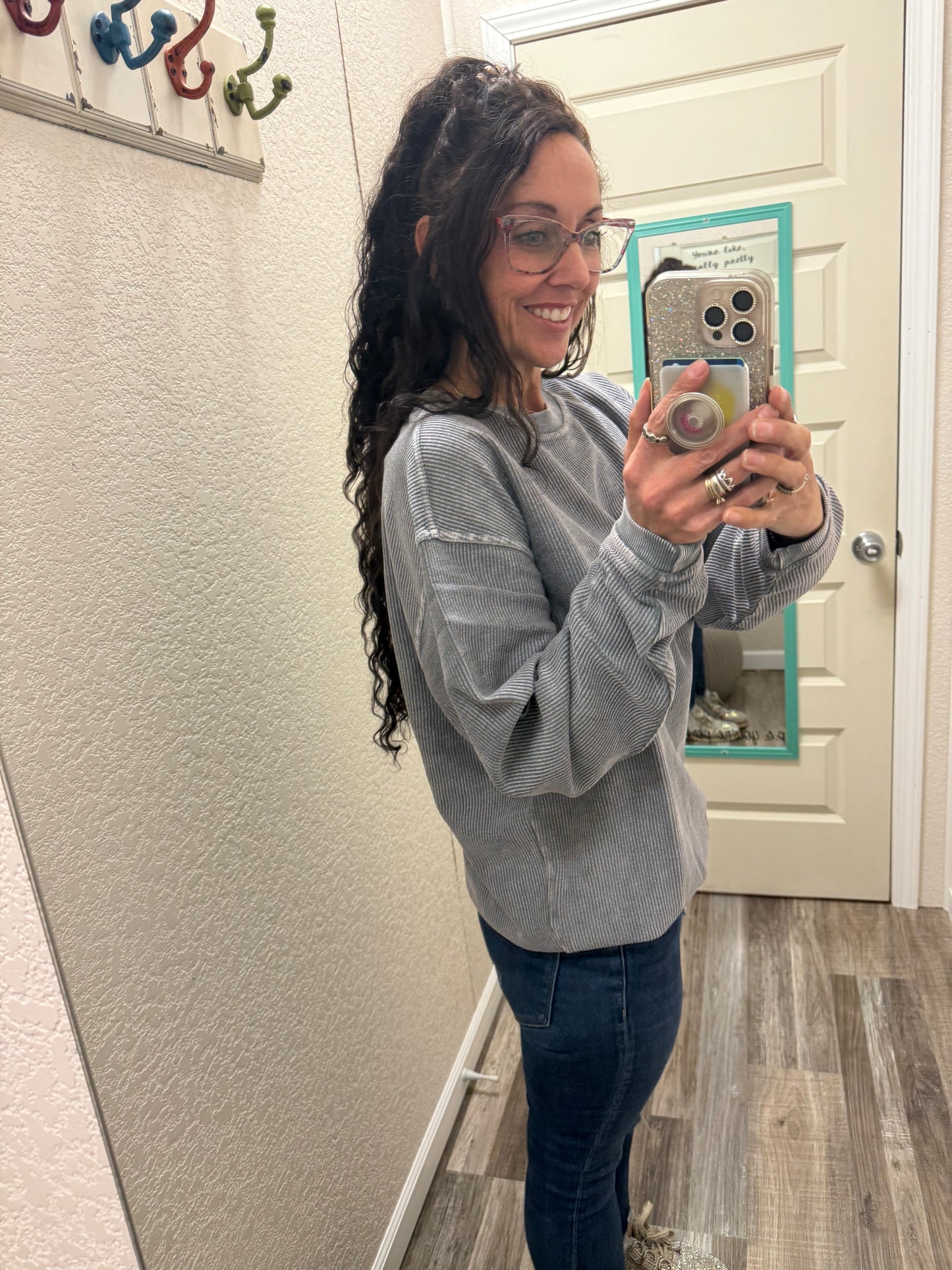 Pewter Luxe Corded Crew