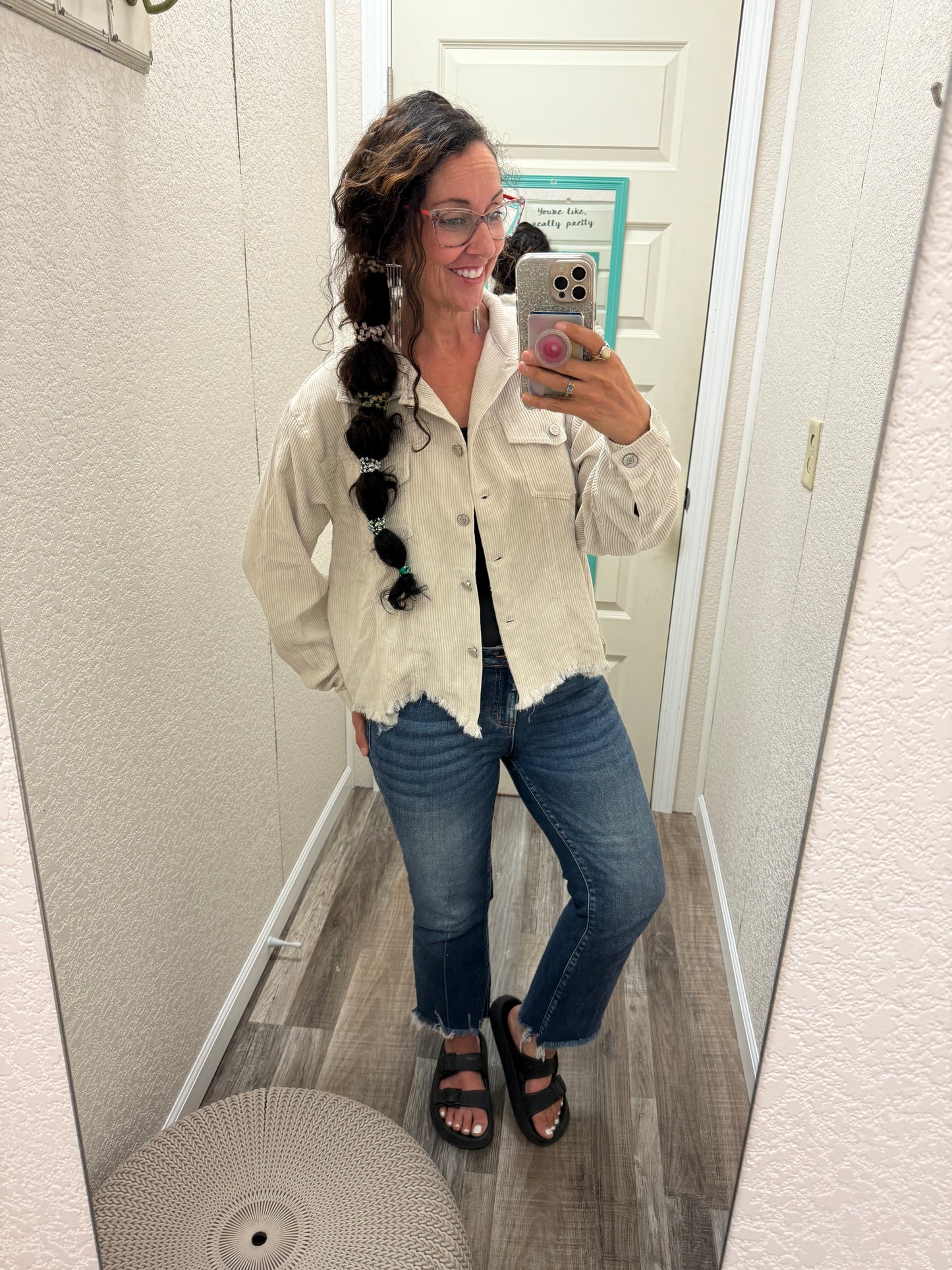 Britt Distressed Corduroy Cropped Jacket