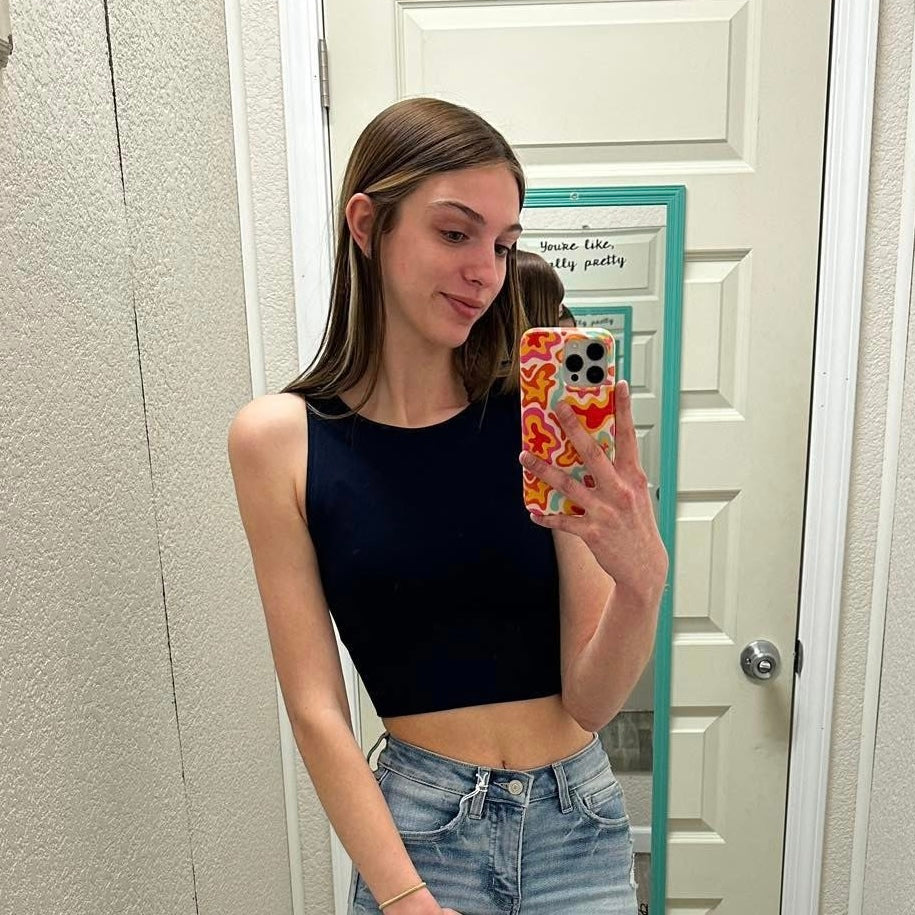 Indigo Highneck Crop Top