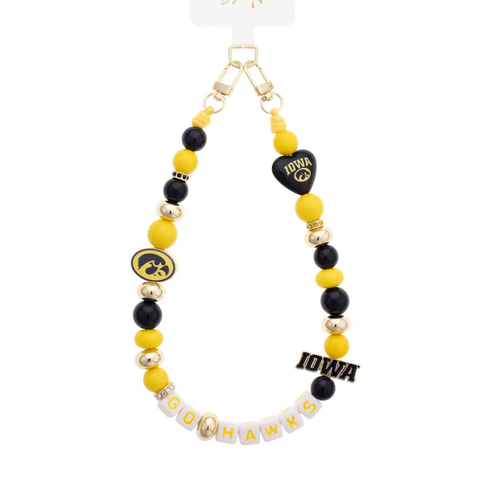 Iowa Hawkeyes Beaded Cellphone Wristlet