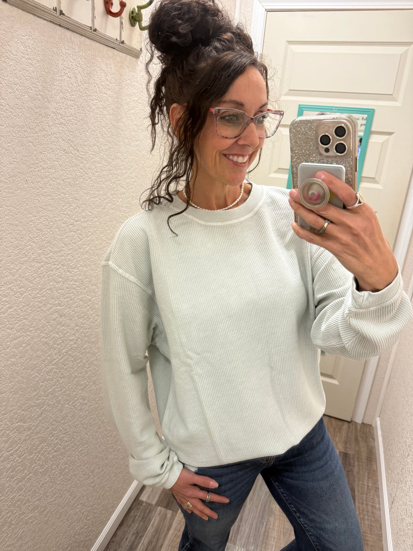 Silver Luxe Corded Crew