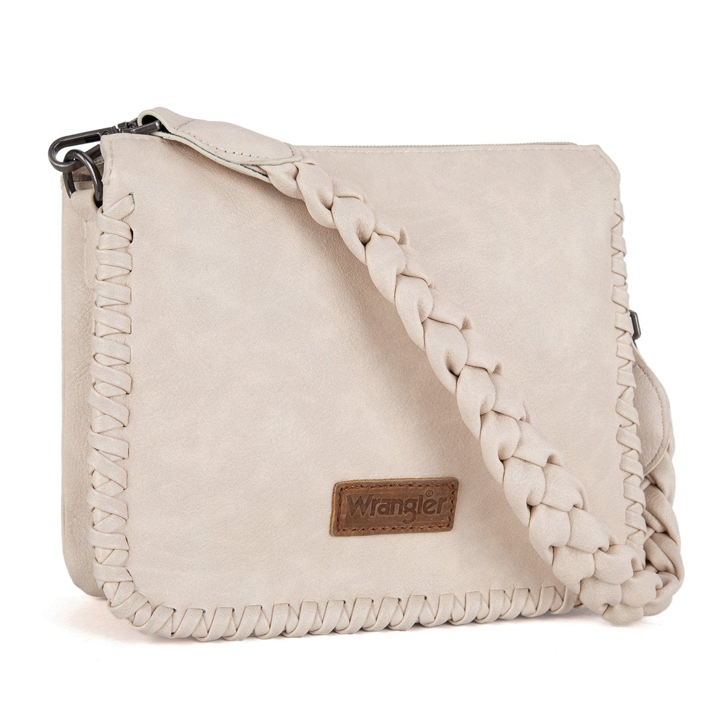 Tan Wrangler Braided Strap Hobo/Crossbody Bag