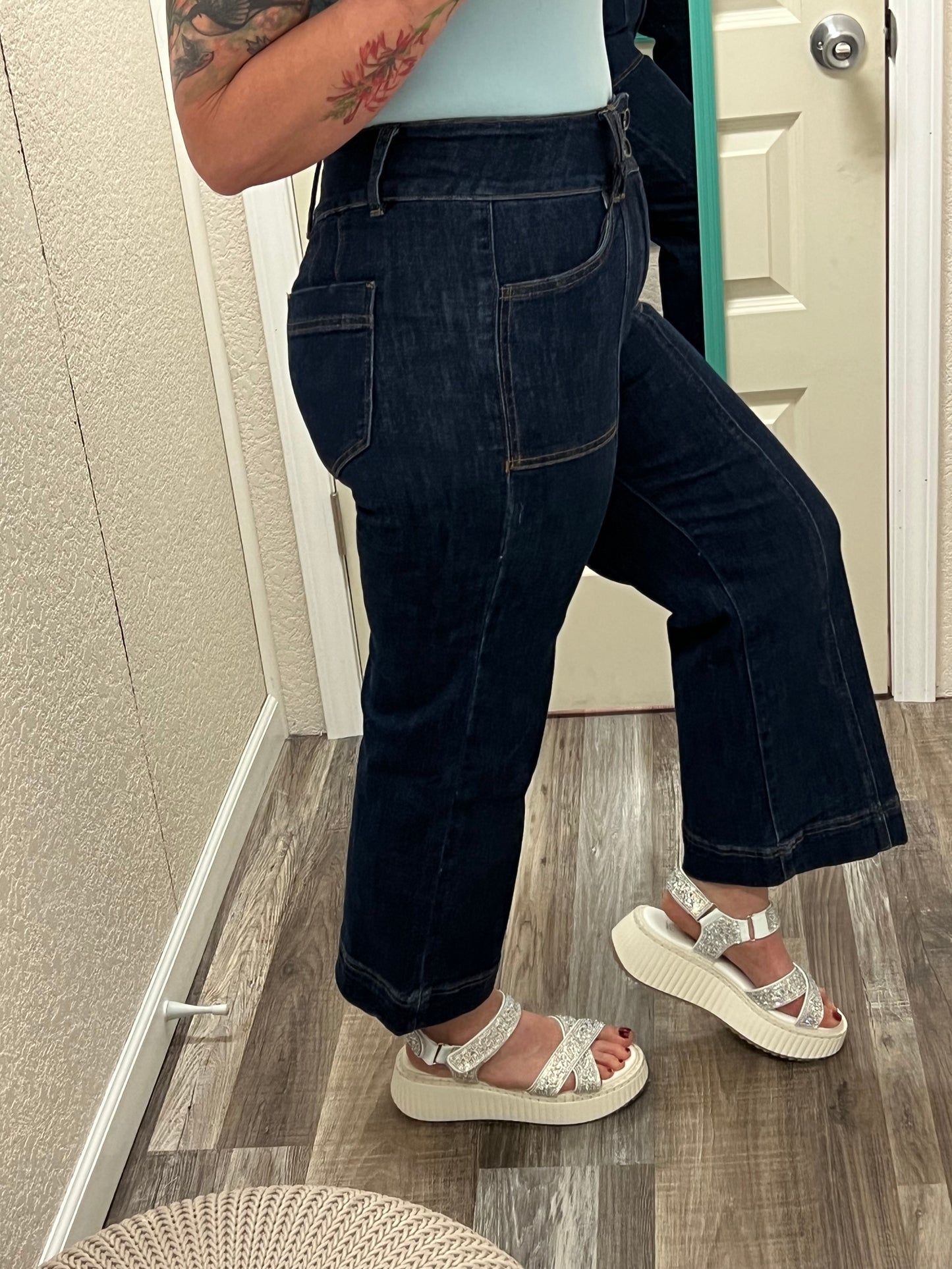 Michelle Cropped Wide Leg Mica Denim Pants