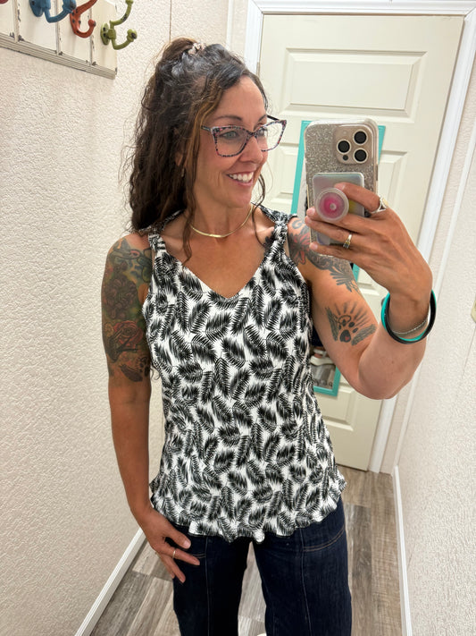 Hazen Pleated Leaf Tank Top
