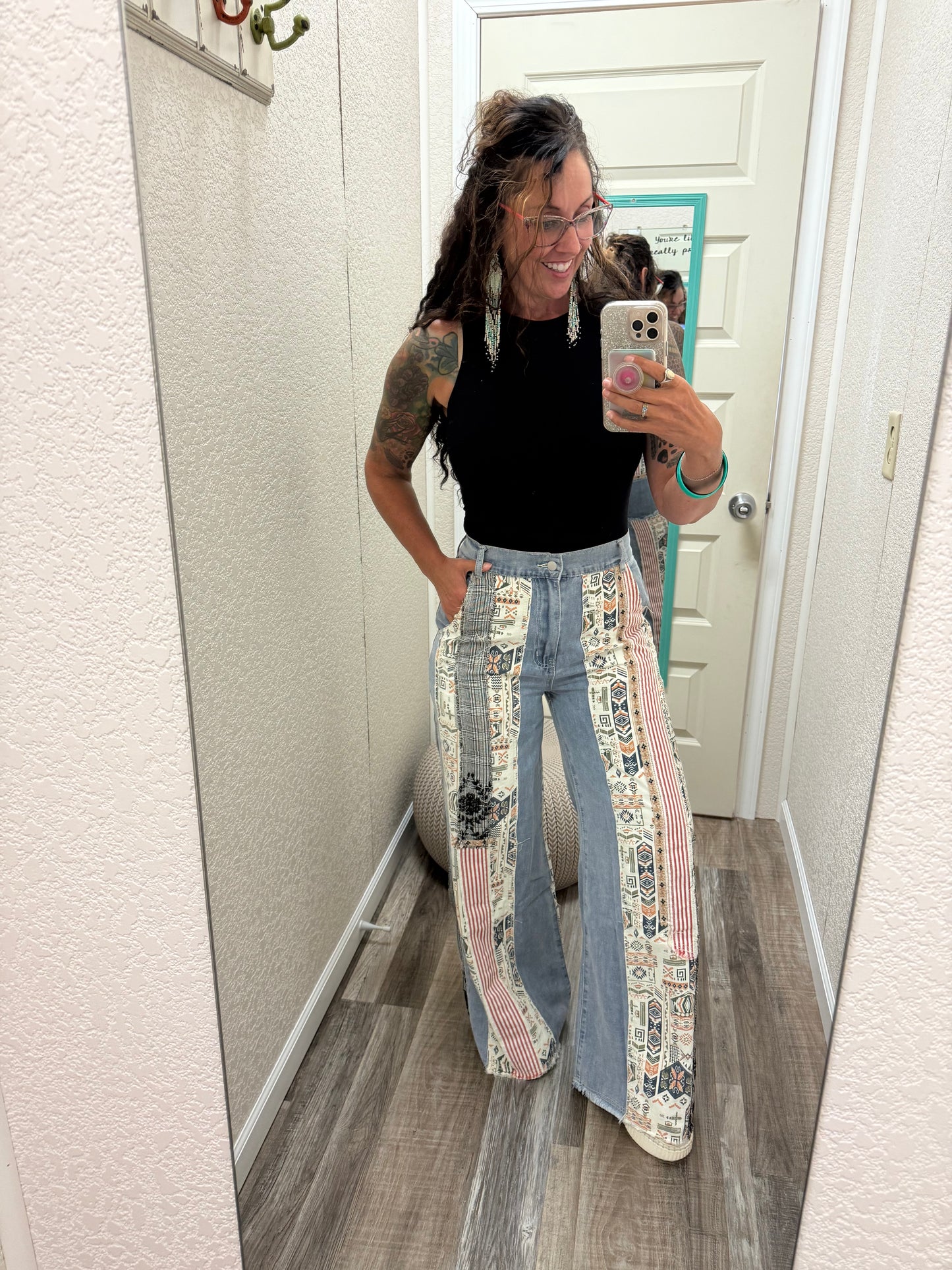Deena Patchwork Flare Pants