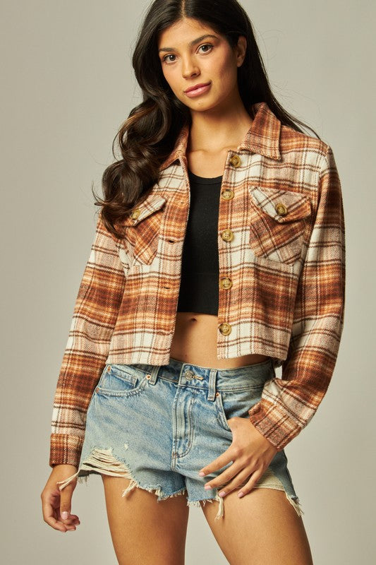 Shania Cropped Flannel Shacket