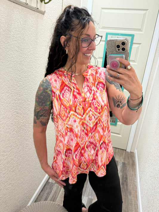 Lizzy - Coral Aztec - Tank