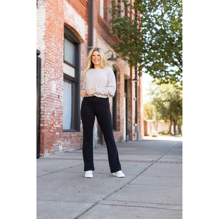 Fiona Black Flare Leggings with Pockets