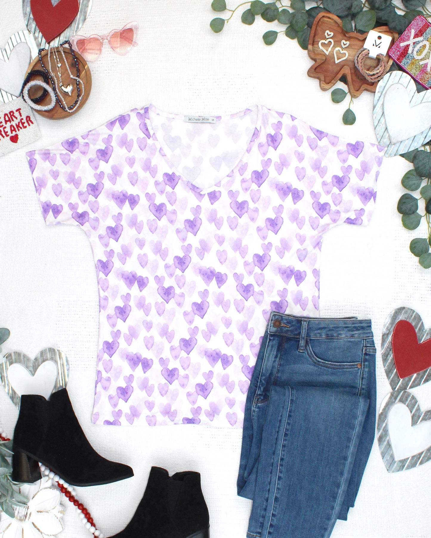 PREBOOK Chloe Cozy Top - Lavender Hearts