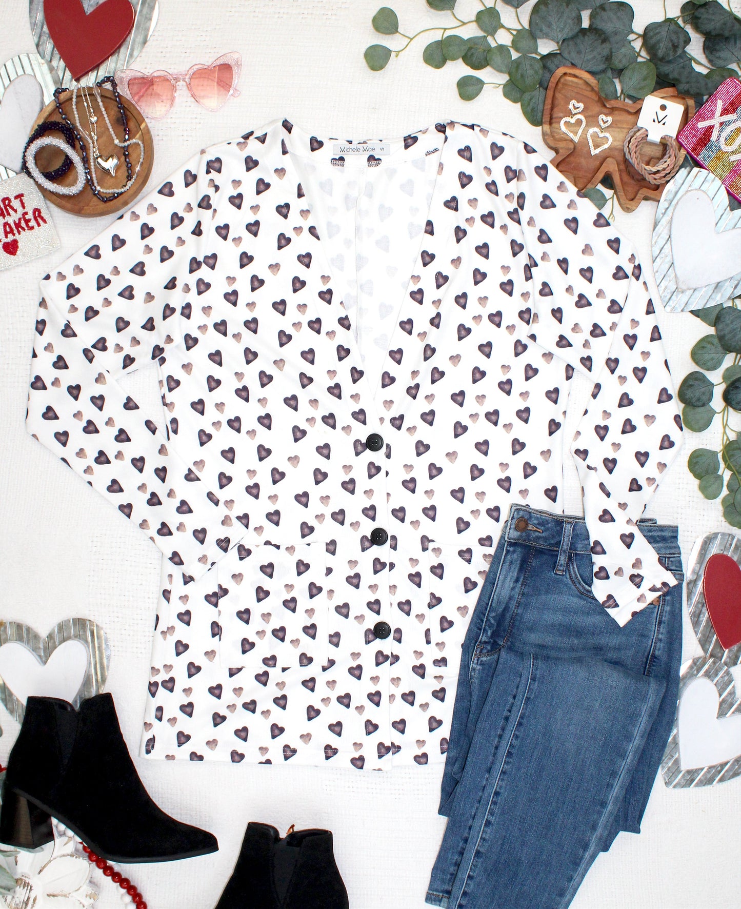 PREBOOK Cori Cardigan - Monochrome Hearts