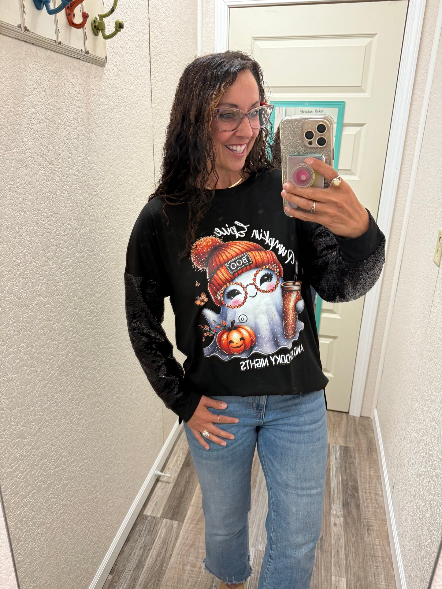 Pumpkin Spice and Spooky Nights Long Sleeve Top