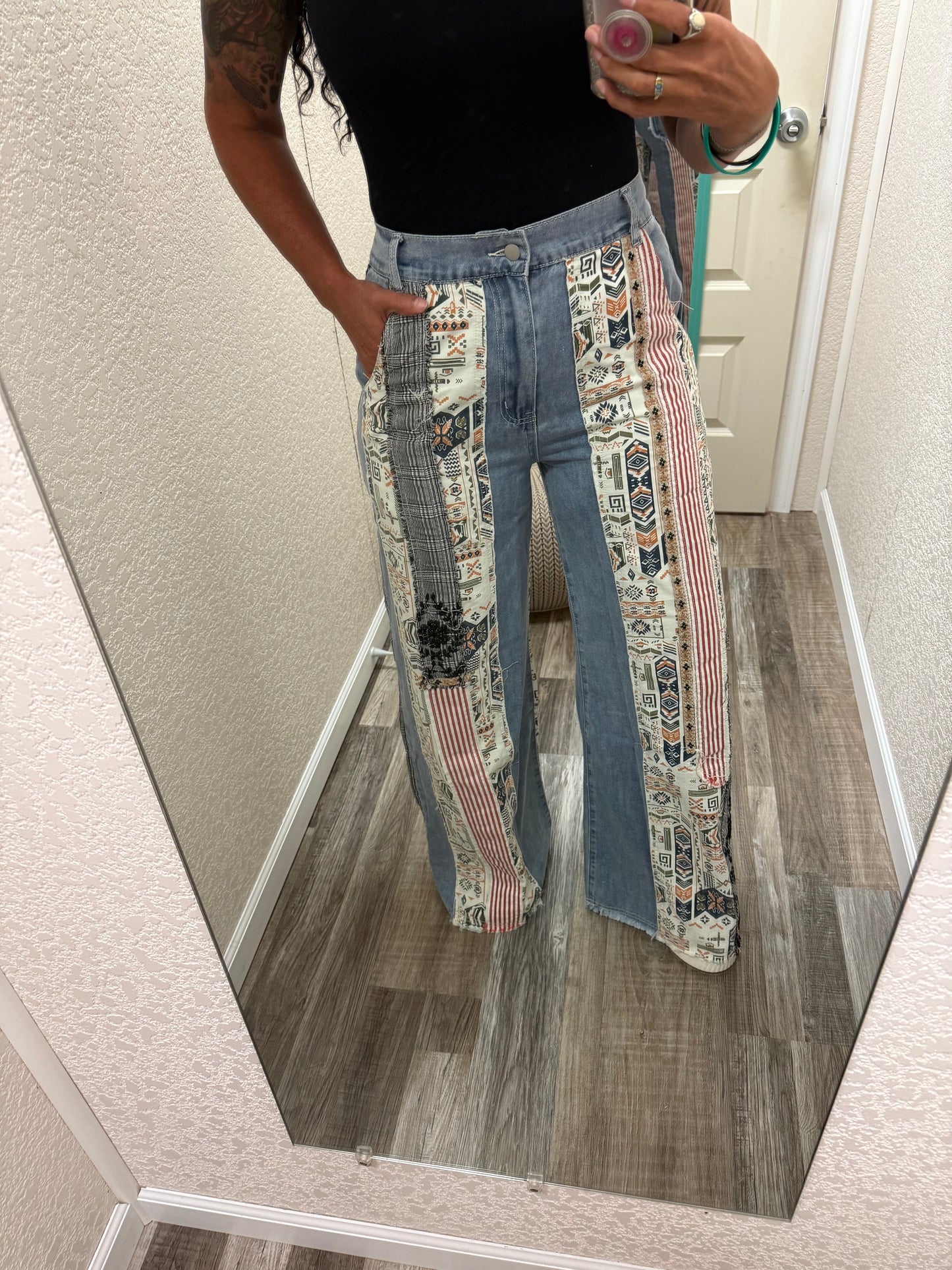 Deena Patchwork Flare Pants