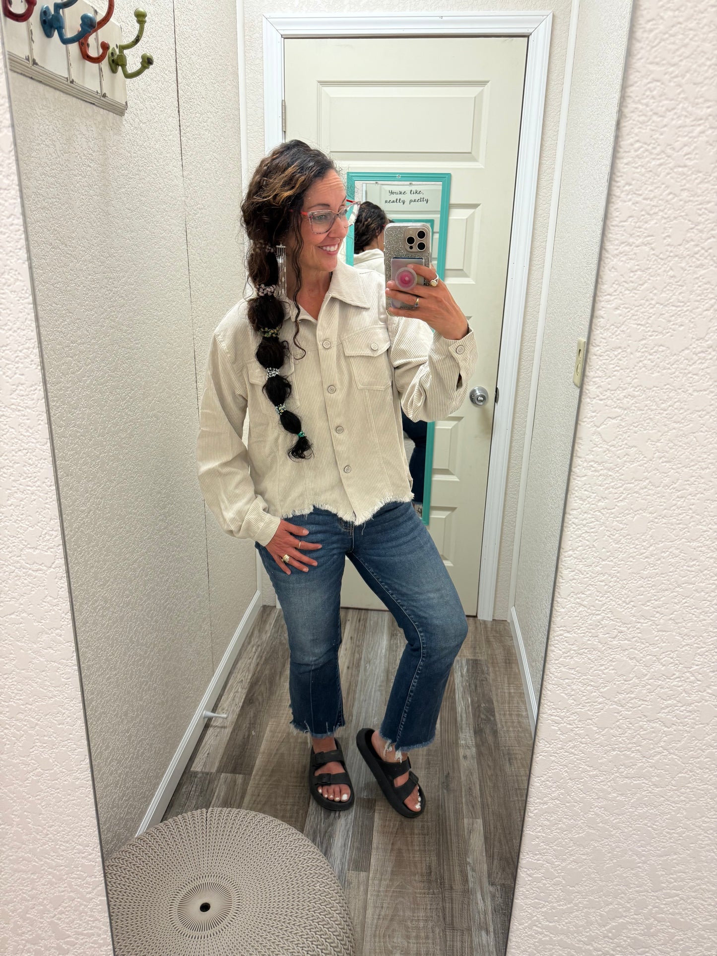 Britt Distressed Corduroy Cropped Jacket