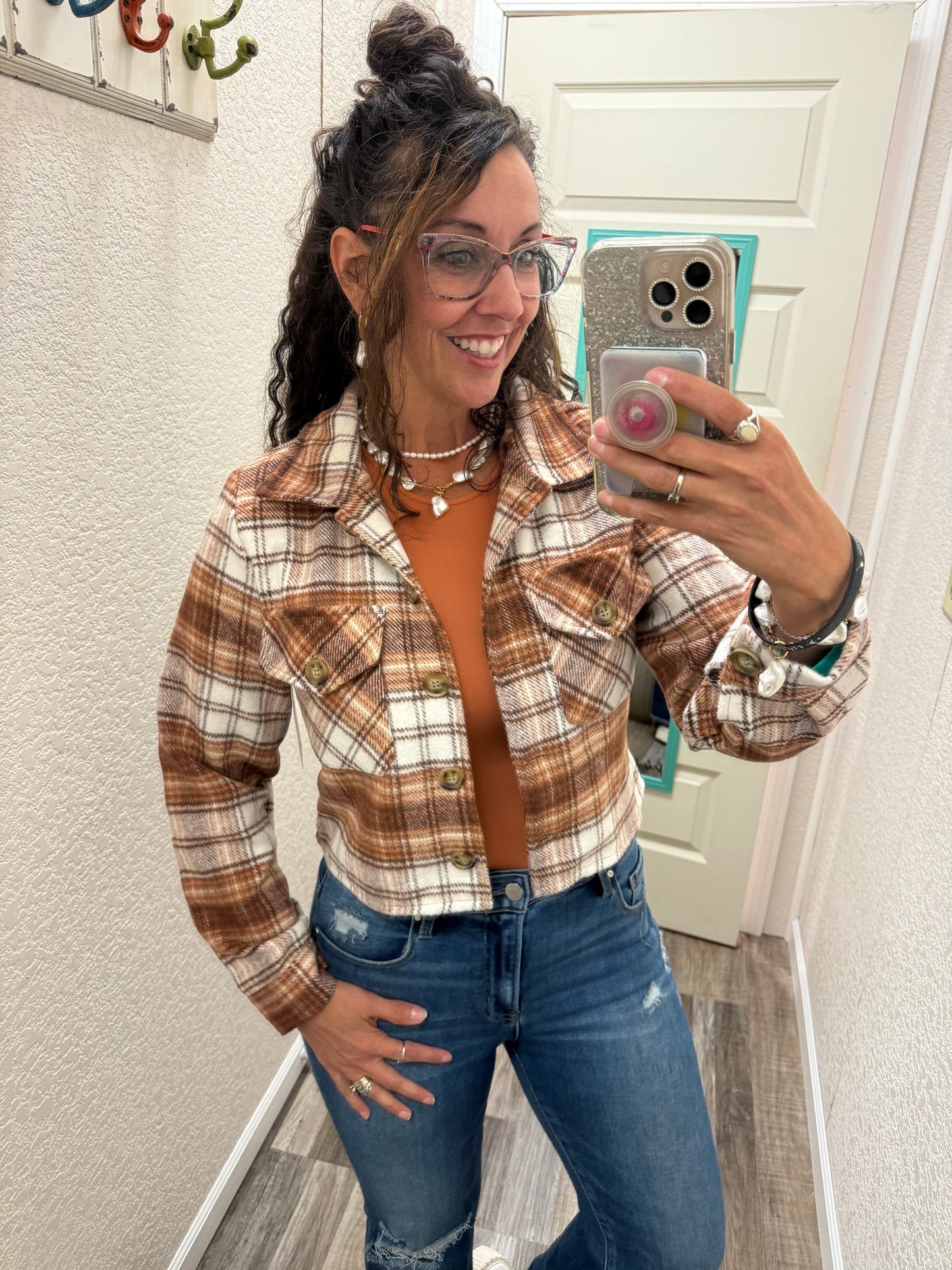 Shania Cropped Flannel Shacket