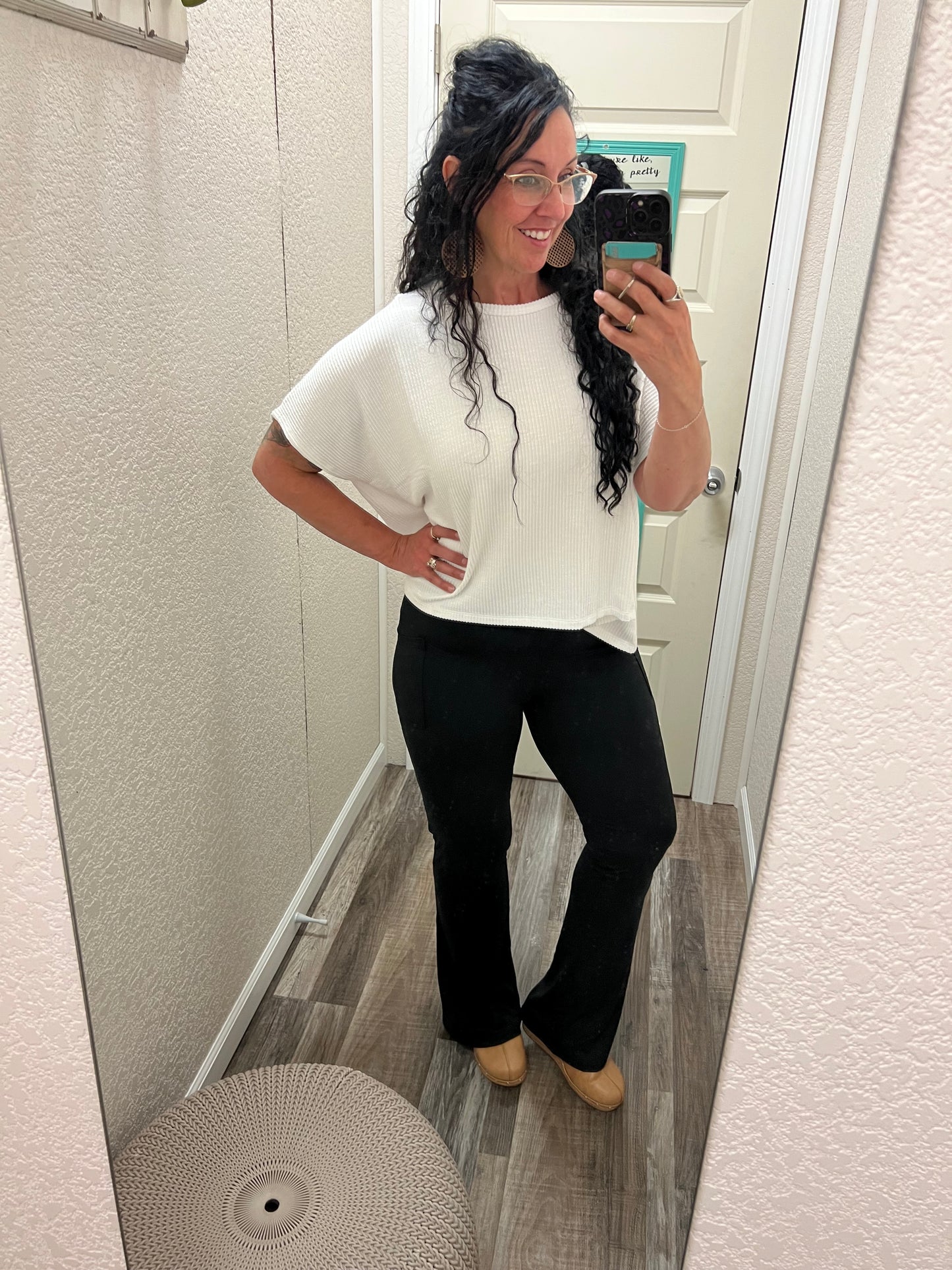 Fiona Black Flare Leggings with Pockets