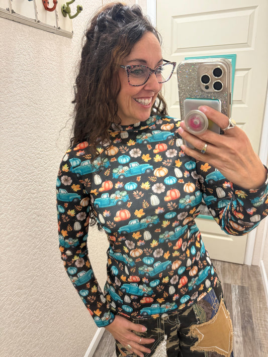 Take Me To The Pumpkin Patch Mesh Top